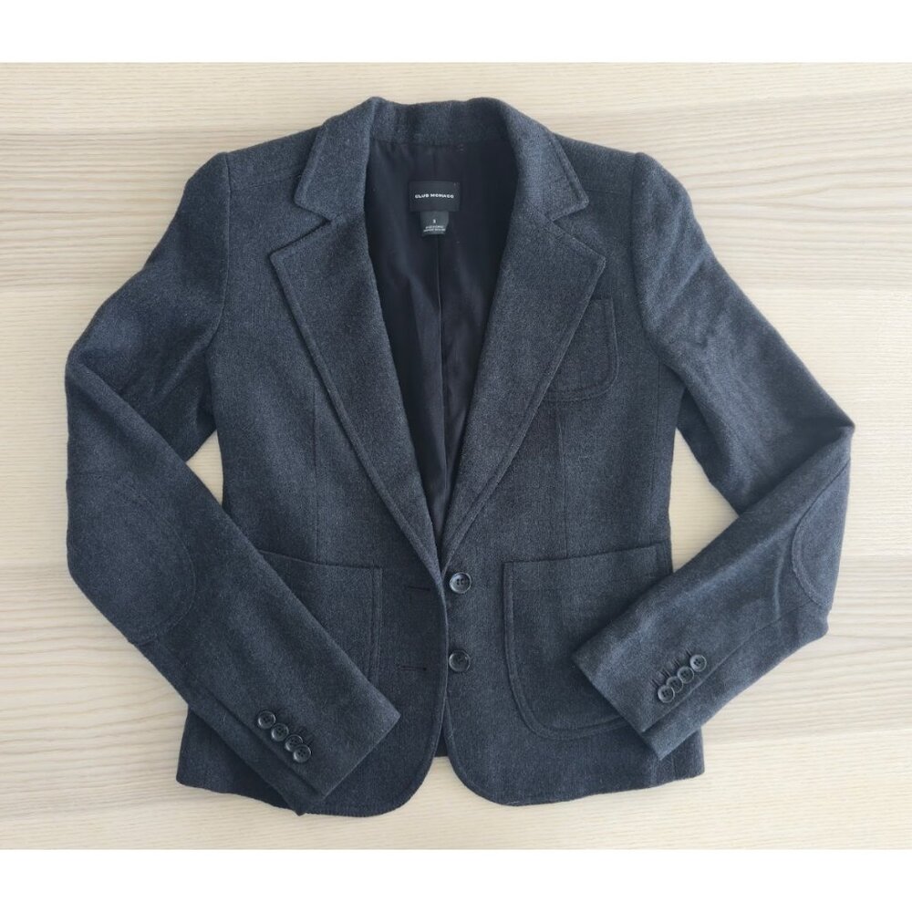 Club Monaco Dark Charcoal Wool-Blend Tailored Blazer